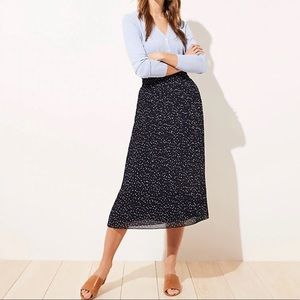 NWT Loft Pleated Dot Midi Skirt